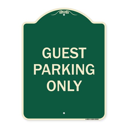 Signmission Designer Series Guest Parking Only, Green & Tan Heavy-Gauge Aluminum Sign, 24" x 18", G-1824-23929 A-DES-G-1824-23929